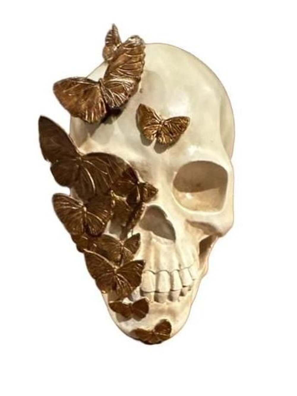 Gothic Elegance Resin Butterfly Skull Figurine 7.5 in tall